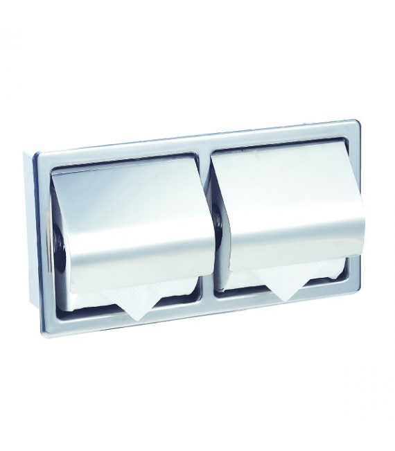 MEDICLINICS AIE320C Portarrollos doble con tapa empotrable acero Brillo