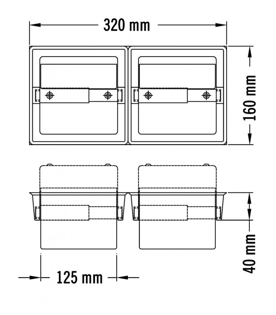 MEDICLINICS AIE320C Portarrollos doble con tapa empotrable acero Brillo