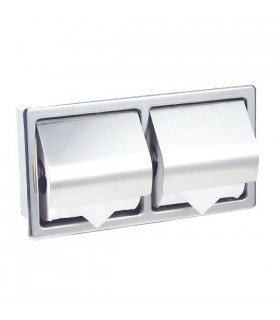 MEDICLINICS AIE320CS Portarrollos doble con tapa empotrable acero mate