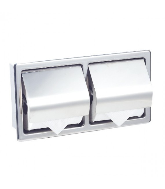 MEDICLINICS AIE320CS Portarrollos doble con tapa empotrable acero mate