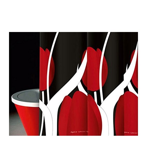 GEDY 6024774230 Cortina G-Olanda Negro/Blanco/Rojo 240X200