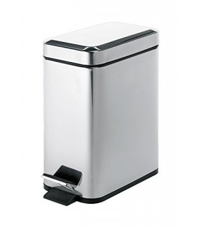 GEDY 29091300000 Argenta Papelera rectangular 5 litros con pedal Cromo brillo