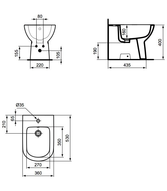 TEMPO bidet compacto blanco Ideal Standard