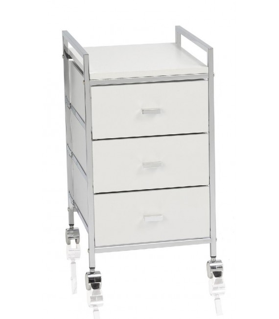 ANDREA HOUSE BA09732 Carro De 3 Cajones Madera Blanco