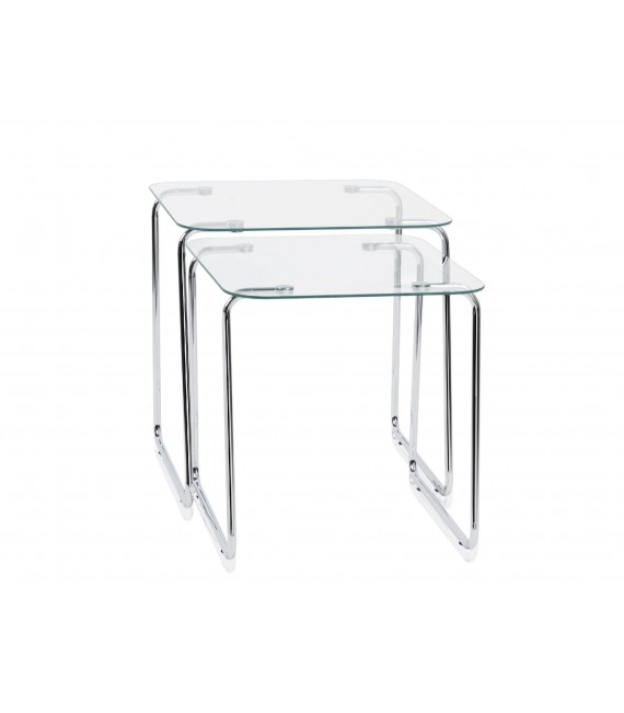 SET 2 MESAS CRISTAL/CROM.45X45X46CM