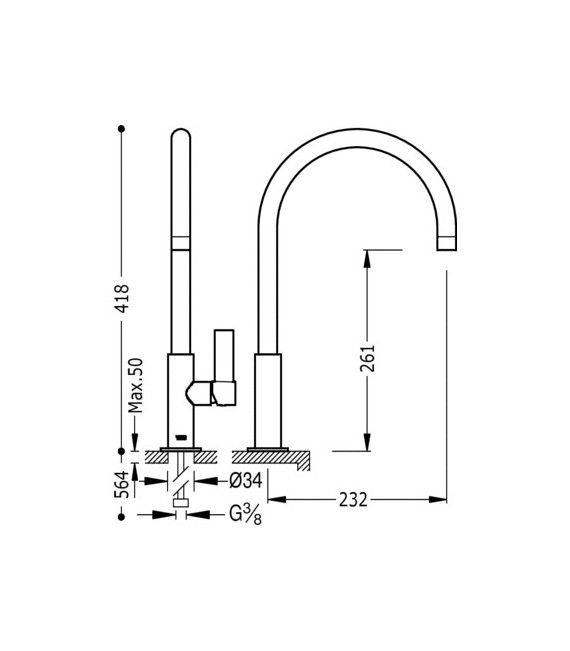 CLASS-TRES 20544001 Grifo Fregadero Vertical CLASS-TRES