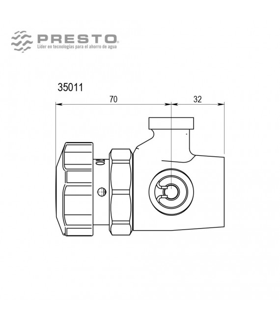 PRESTO ALPA 80 Grifo Temporizado Ducha Mezclador Sin Válvula Vaciado