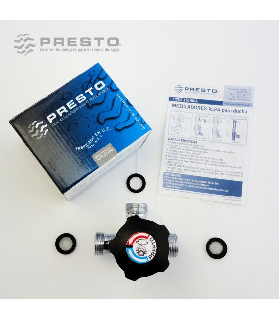 PRESTO ALPA 80 Grifo Temporizado Ducha Mezclador Con Válvula Vaciado