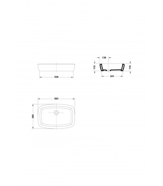 EOS Lavabo de sobre-encimera 59,3x39,5 cm.