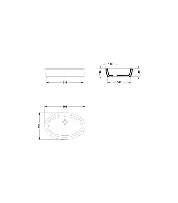 EOS Lavabo de sobre-encimera OVALADO 59,3x39,5 cm.