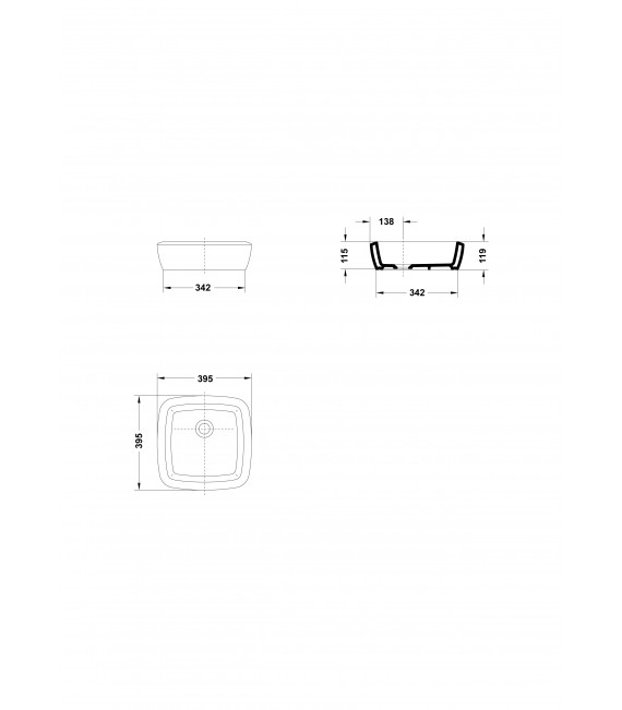 EOS Lavabo de sobre-encimera CUADRADO 39,5x39,5 cm.