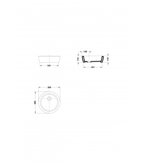 EOS Lavabo de sobre-encimera REDONDO Ø 39,5 cm.
