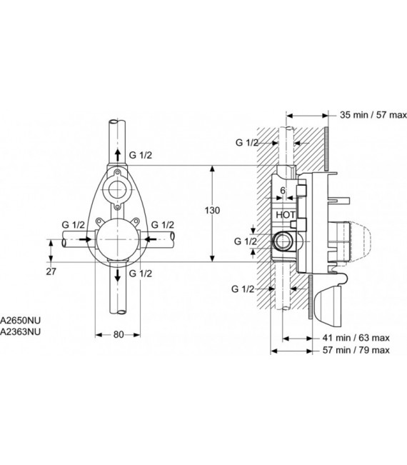 CUERPO EMPOTRADO UNIVERSAL PARA MEZCLADOR IDEAL SATANDAR