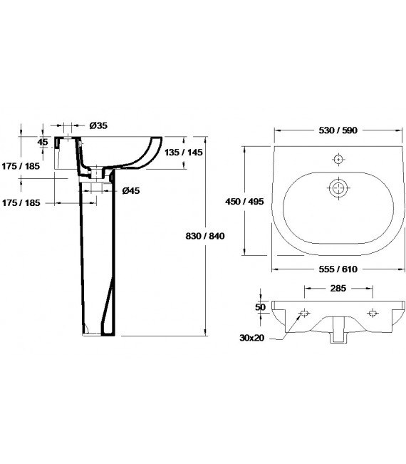 VALADARES OPUS LAVABO CON PEDESTAL