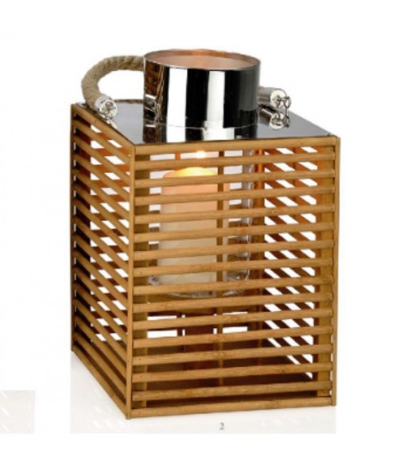 ANDREA HOUSE SOPORTE VELA CDO BAMBOO/METAL 18X18X27