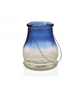 ANDREA HOUSE PORTAVELAS AZUL/MARRON Ø22X26CM