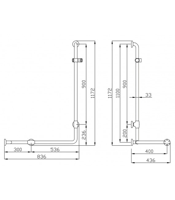 MEDICLINICS BARRA ÁNGULO 2 PAREDES 436X436 MM G27JOS29W1