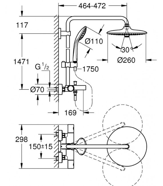 Euphoria System - Euphoria 180 Sistema De Ducha Term.Baño :: Grohe 27 475 000