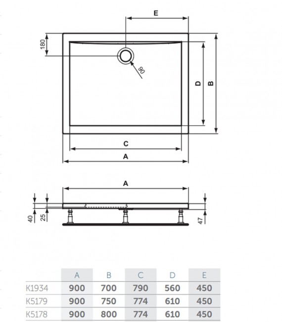 IDEAL STANDARD Plato Ducha Ultraflat Acrílico Rectangular 90 Cms