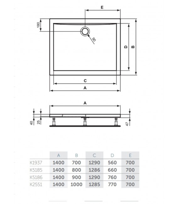 IDEAL STANDARD Plato Ducha Ultraflat Acrílico Rectangular 140 cms