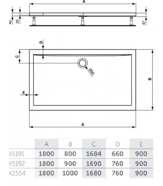 IDEAL STANDARD Plato Ducha Ultraflat Acrílico Rectangular 180 Cms