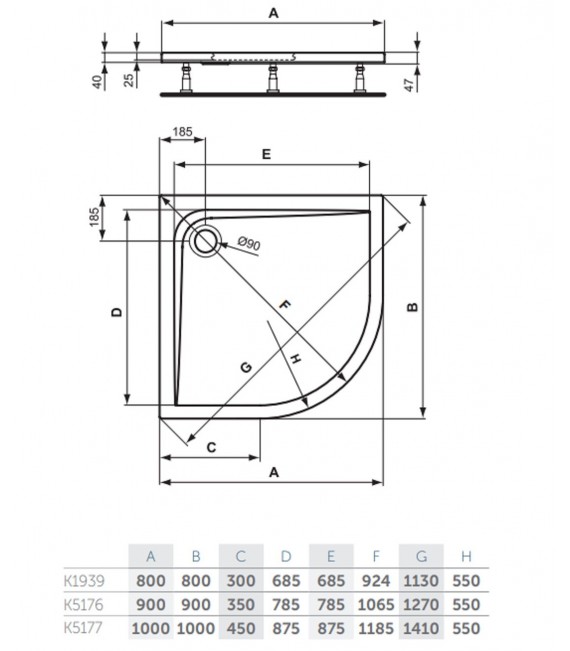 IDEAL STANDARD Plato Ducha Ultraflat Acrílico Semicircular