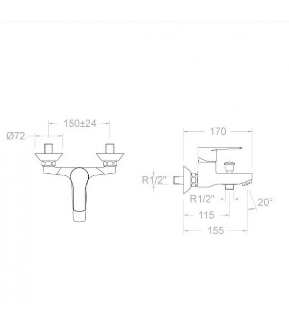 TITANIUM Monomando Bañera Sin Equipo 1805 S