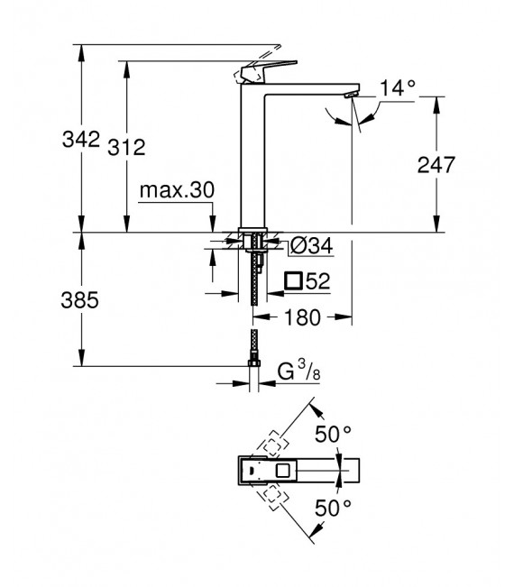 GROHE 23 406 000 Eurocube Monomando Lavabo Xl