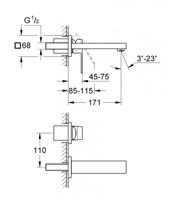 EUROCUBE Monomando Lavabo Empotrado