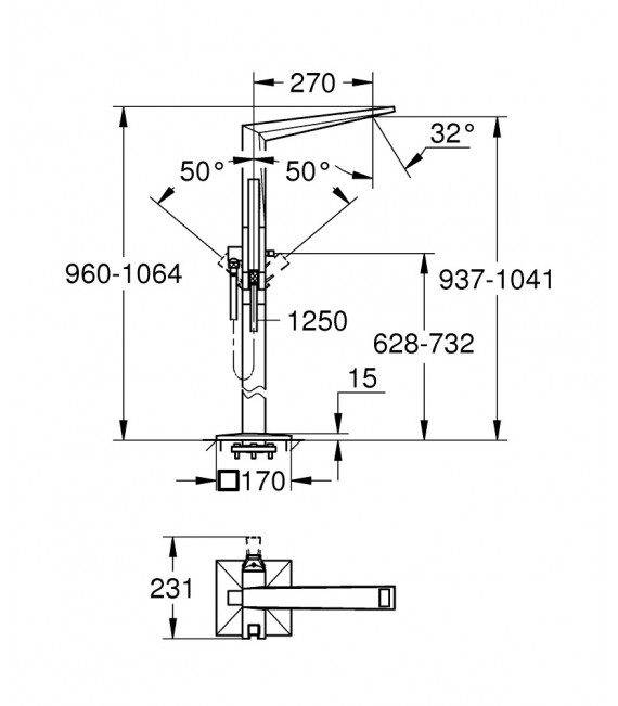 GROHE 23 119 001 Allure Brilliant Monomando Bañera Pie