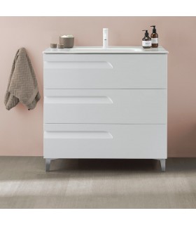 ROYO Mueble+Lavabo VITALE 3 Cajones F-39 Blanco Brillo