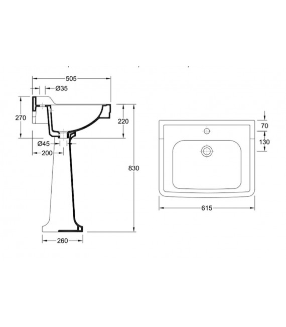 VALADARES NEOCLASSICA Lavabo 61 Con Copete