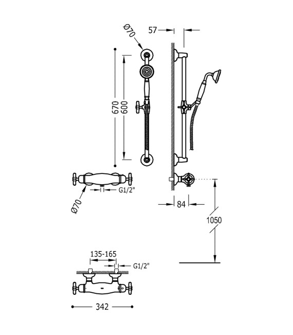 TRES-CLASIC 24216402 Grifo Kit Ducha Termostático Cromo