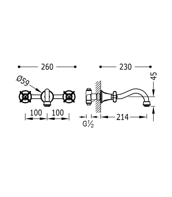 TRES-CLASIC 24215101 Grifo Grifo Mural Cromo
