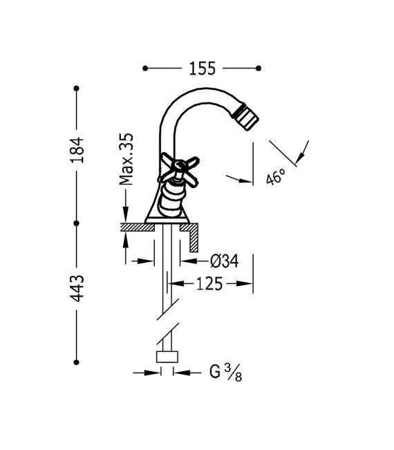 TRES-CLASIC 24212201 Grifo Grifo Bidé Cromo