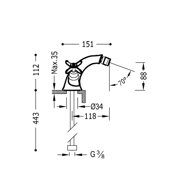 TRES-CLASIC 24212101 Grifo Grifo Bidé Cromo