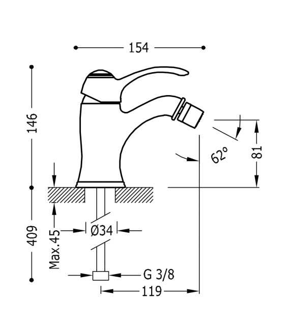 TRES-CLASIC 24212001 Grifo Bidé Cromo