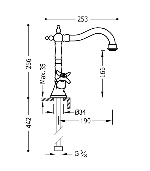 TRES-CLASIC 24210902 Grifo Grifo Lavabo Cromo