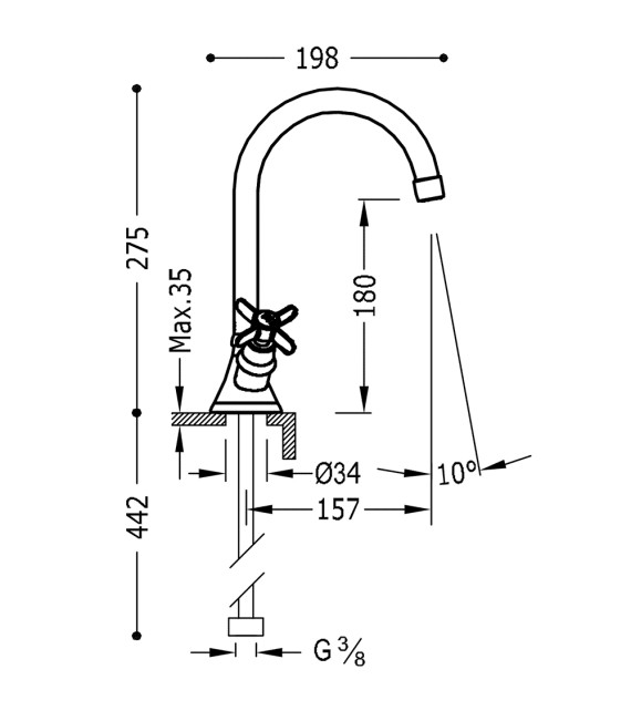 TRES-CLASIC 24210901 Grifo Grifo Lavabo Cromo