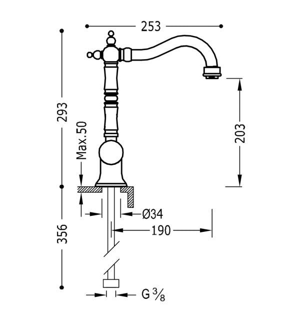 TRES-CLASIC 24210801 Grifo Lavabo Cromo