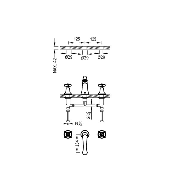 TRES-CLASIC 24210601 Grifo Grifo Lavabo Cromo
