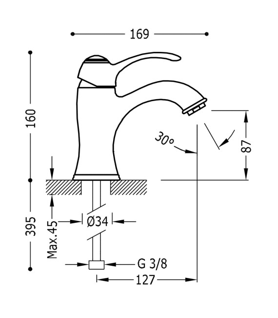 TRES-CLASIC 24210301 Grifo Lavabo Cromo
