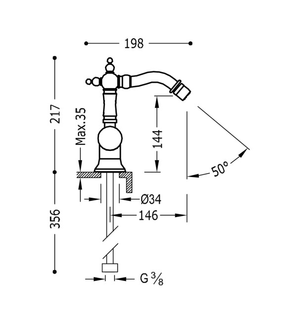 TRES-CLASIC 24222001 Grifo Bidé Cromo