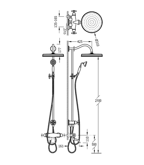 TRES-CLASIC 24219801 Grifo Conjunto Bañera-Ducha Termostática Cromo