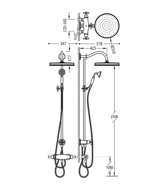 TRES-CLASIC 24219501 Grifo Conjunto Ducha Termostática Cromo