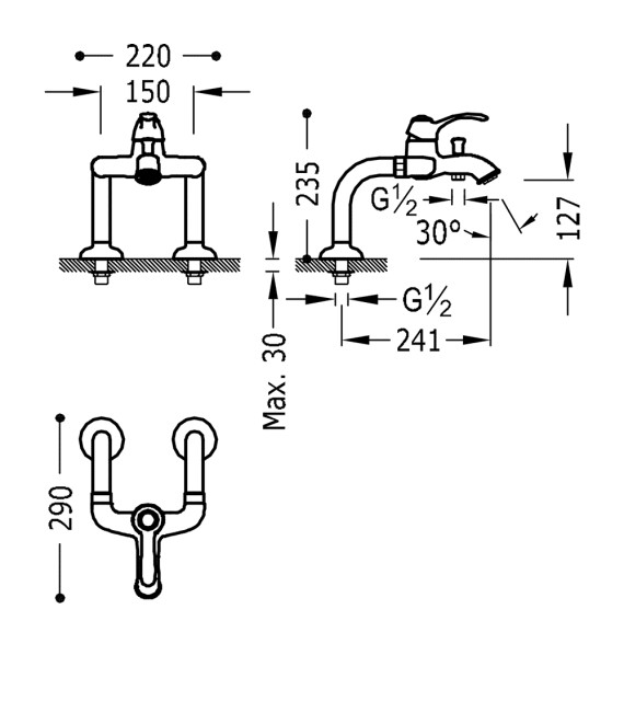TRES-CLASIC 24219401 Grifo Bañera De Repisa Cromo