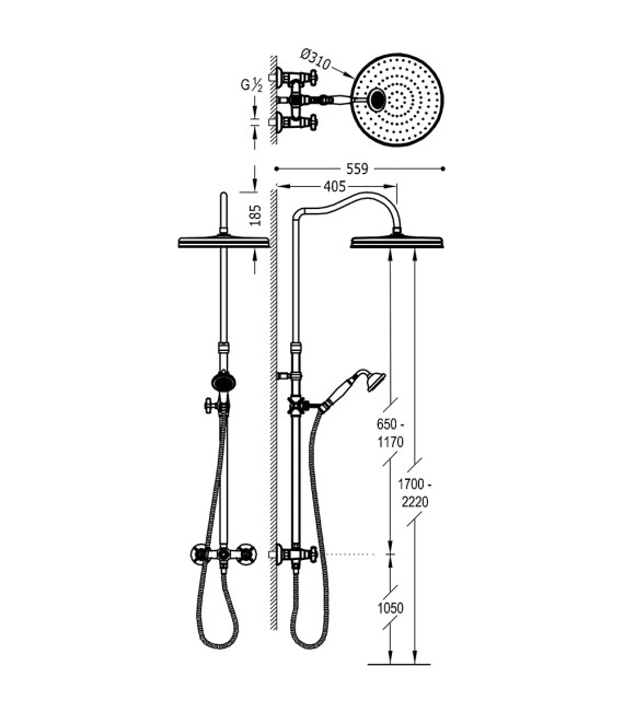 TRES-CLASIC 24219101 Grifo Barra De Ducha Cromo