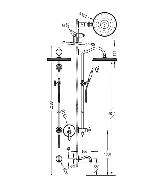 TRES-CLASIC 24218006 Grifo Kit De Baño-Ducha Empotrado (3 Vías) Cromo