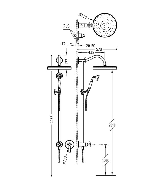 TRES-CLASIC 24217703 Grifo Kit Ducha Empotrado Cromo