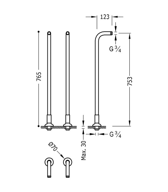 Tomas de Agua a Suelo con medidas.